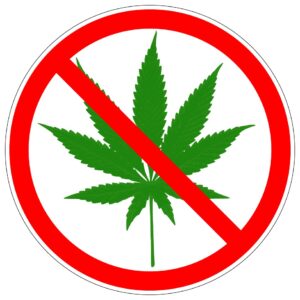 Verbot von Cannabis (runde Aufkleber)