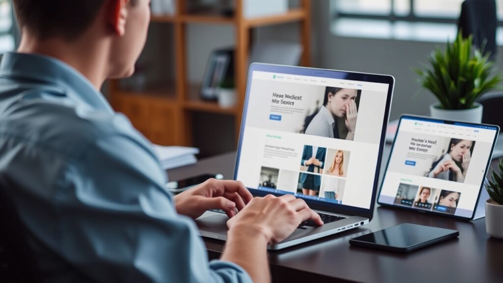 Webdesign und Shop Erstellung auf dem Bildschirm.