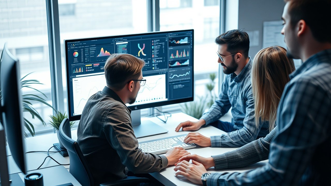 Onlineshop erstellen lassen: Ihr Shop schnell & professionell! 5 Ein professionelles Team arbeitet an einem Computer an einem eCommerce Shop